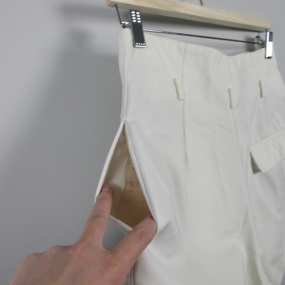 Phillip Lim Pleated Shorts 2 Ivory Cotton Blend Wide Leg High Waist Preppy 302 - Picture 7 of 14